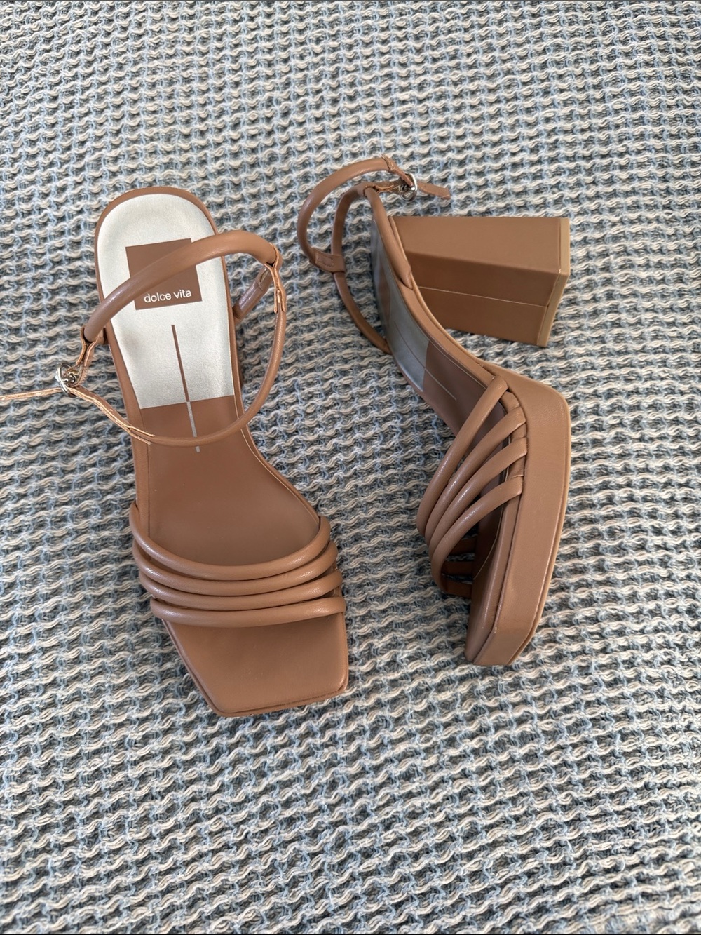 Dolce Vita Cognac Strappy Block Heel Sandals